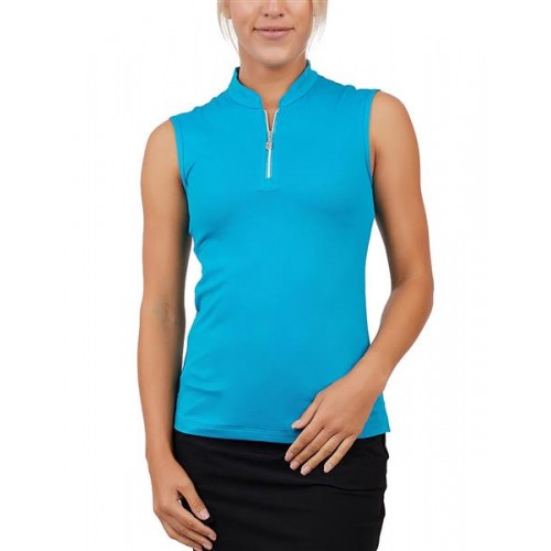 Sofibella Women's Mock Neck Sleeveless 1/4 Zip Surfer Top Sofibella Women's Mock Neck Sleeveless 1/4 Zip Surfer Top