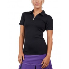 Sofibella Women's Short Sleeve Golf Black Polo