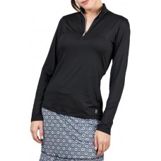 Sofibella Women's UV Feather Long Sleeve Black Top Sofibella Women's UV Feather Long Sleeve Black Top