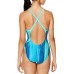 Speedo Women's Printed Relay Back One Piece Blue Stripe Swimsuit