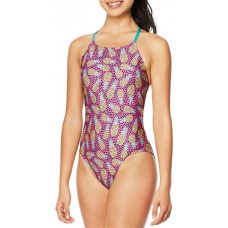 Speedo Women's Printed Tie Back One Piece Pineapple Print Swimsuit