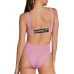 Speedo Women's Ribbed Logo One Piece Mauve Orchid Swimsuit