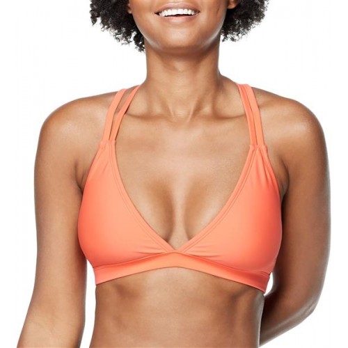 Speedo Women's V-Neck Double Strap Bikini Hot Coral Top Speedo Women's V-Neck Double Strap Bikini Hot Coral Top