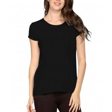 Women's Half Sleeve Cotton Plain T-Shirt, Black