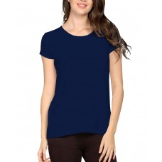 Women's Half Sleeve Cotton Plain T-Shirt, Navy Blue