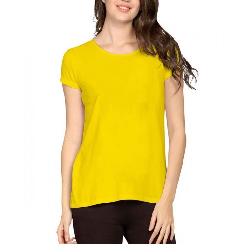 Women's Half Sleeve Cotton Plain T-Shirt, Yellow Women's Half Sleeve Cotton Plain T-Shirt, Yellow